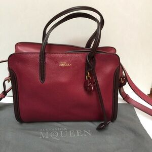 Alexander McQueen Burgundy and Dark Brown Leather Satchel
